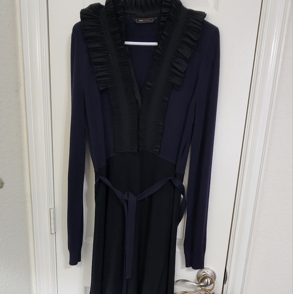 BCBGMaxazria Long Sleeve Silk Sweater Dress M